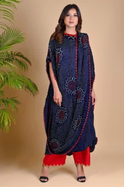 Bandhni Draped Dress With Coin & Tassel Details