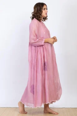 Ekadi Lilac Rose Chanderi Silk Pleated Dress -Cheap Wovencia Store ekad8 3