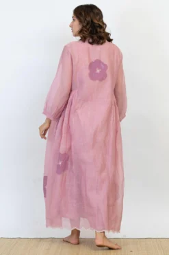 Ekadi Lilac Rose Chanderi Silk Pleated Dress -Cheap Wovencia Store ekad8 5