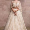 Tarun Tahiliani Ivory Asymmetric Organza Lehenga Set