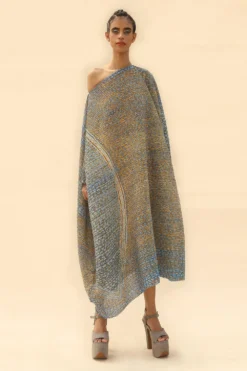 Abhishek Sharma Square Shape Draped Dress With Drop Sleeves