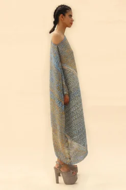 Abhishek Sharma Square Shape Draped Dress With Drop Sleeves 7 Abhishek Sharma Square Shape Draped Dress With Drop Sleeves -Cheap Wovencia Store hdr02blue 2