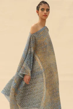 Abhishek Sharma Square Shape Draped Dress With Drop Sleeves 8 Abhishek Sharma Square Shape Draped Dress With Drop Sleeves -Cheap Wovencia Store hdr02blue 4