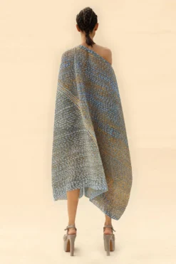 Abhishek Sharma Square Shape Draped Dress With Drop Sleeves 9 Abhishek Sharma Square Shape Draped Dress With Drop Sleeves -Cheap Wovencia Store hdr02blue 5