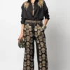 Heirloom By Rara Avis Hamsa Embroidered Black Trousers