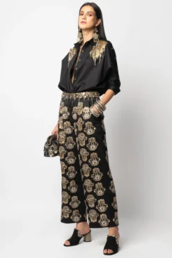 Heirloom By Rara Avis Hamsa Embroidered Black Trousers 4 Heirloom By Rara Avis Hamsa Embroidered Black Trousers -Cheap Wovencia Store hl 202106 2 1