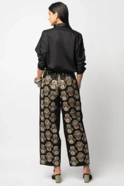 Heirloom By Rara Avis Hamsa Embroidered Black Trousers 5 Heirloom By Rara Avis Hamsa Embroidered Black Trousers -Cheap Wovencia Store hl 202106 3 1