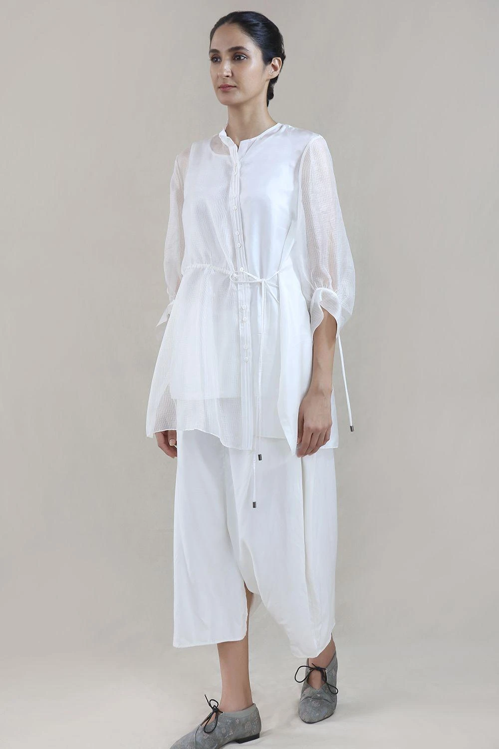 Ivory Half Silk Half Kota Shirt 1 Ivory Half Silk Half Kota Shirt