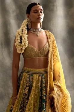 Itrh Colour Blocked Lehenga Set With Gota Patti Details -Cheap Wovencia Store itrh1060 3