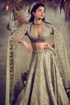 Jayanti Reddy Mint Green Embroidered Lehenga Set