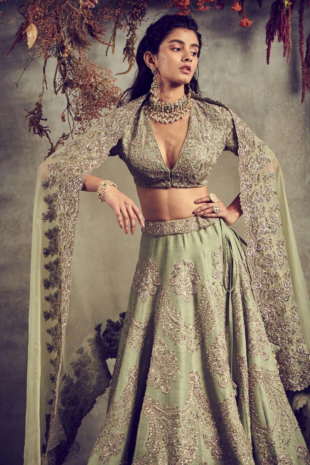 Jayanti Reddy Mint Green Embroidered Lehenga Set 1 Jayanti Reddy Mint Green Embroidered Lehenga Set