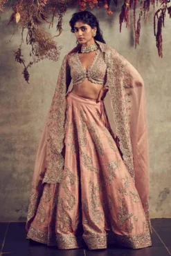 Jayanti Reddy Peach Embroidered Lehenga Set
