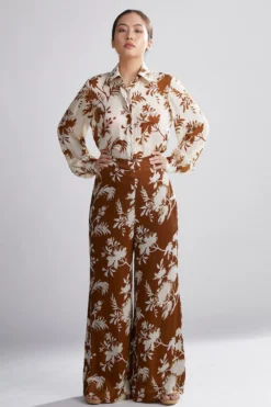 KoAi Brown & Cream Floral Pants