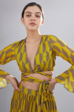 KoAi Chiffon Geometric Tie Up Top -Cheap Wovencia Store kofw20094 3