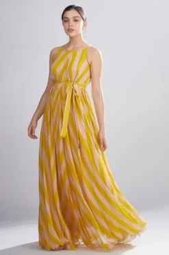 KoAi Georgette Striped Maxi Dress