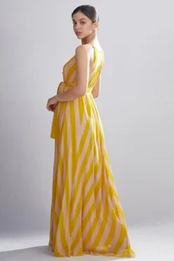 KoAi Georgette Striped Maxi Dress -Cheap Wovencia Store kofw20096 4