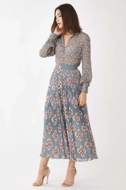 KoAi Blue Printed Georgette Shirt -Cheap Wovencia Store kofw21008 3