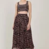 KoAi Abstract Printed Pleated Skirt