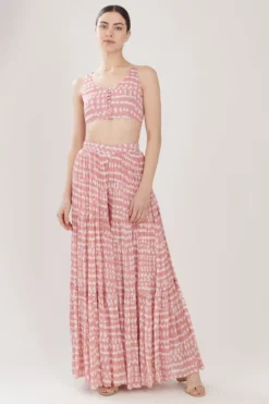 KoAi Abstract Print Three Layered Flared Pants