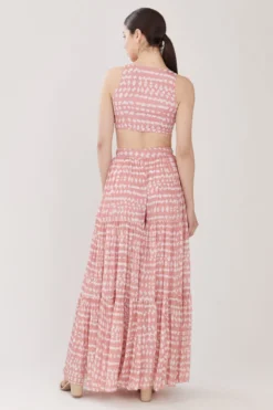 KoAi Abstract Print Three Layered Flared Pants -Cheap Wovencia Store koss21043 4