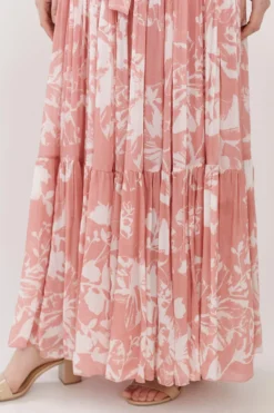 KoAi Pink & White Floral Flared Skirt -Cheap Wovencia Store koss21048 3