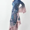 Kiran Uttam Ghosh Pink & Blue Ombre One Shoulder Dress