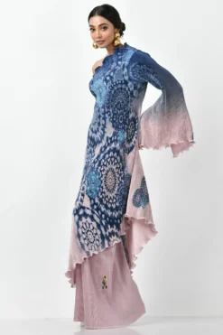 Kiran Uttam Ghosh Pink & Blue Ombre One Shoulder Dress