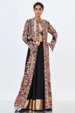 Nakul Sen Black Skirt Set Wirh Embroidered Jacket