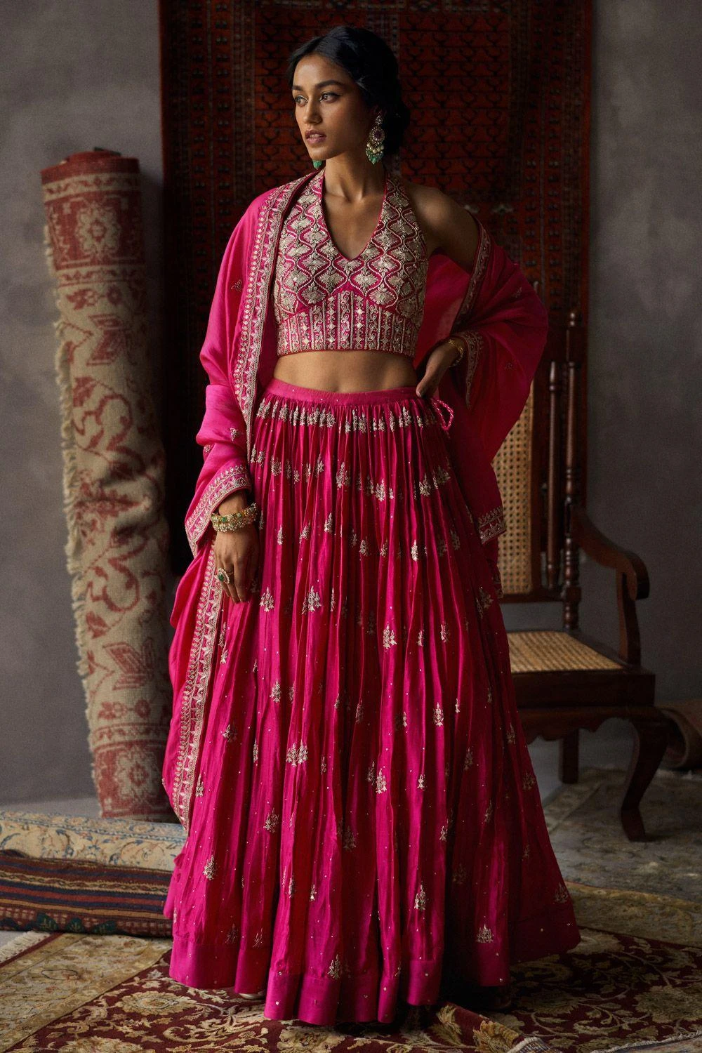 Punit Balana Chanderi Mukaish Work Lehenga Set 1 Punit Balana Chanderi Mukaish Work Lehenga Set