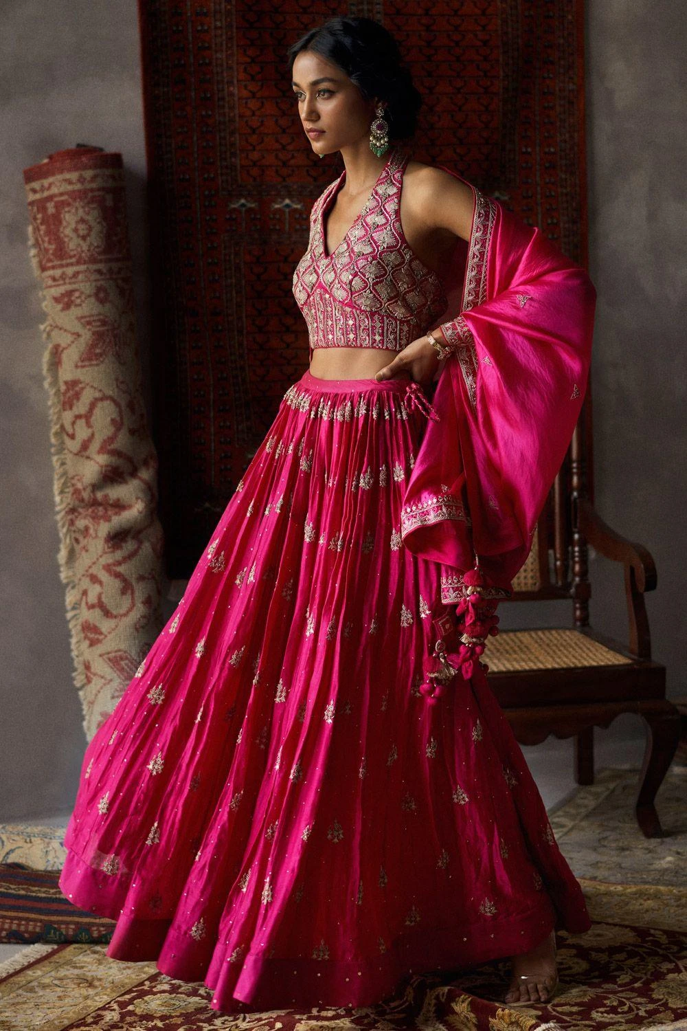 Punit Balana Chanderi Mukaish Work Lehenga Set 2 Punit Balana Chanderi Mukaish Work Lehenga Set - Image 2