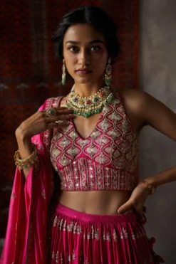 Punit Balana Chanderi Mukaish Work Lehenga Set 8 Punit Balana Chanderi Mukaish Work Lehenga Set -Cheap Wovencia Store pbsb 89 4