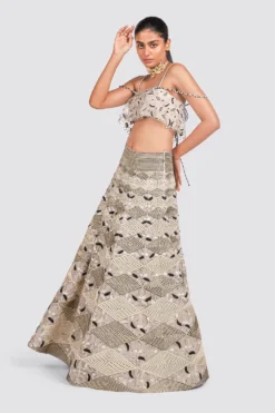 Payal Singhal Ruffle Choli And Lehenga Set In Dusty Rose -Cheap Wovencia Store ps fw700 3 1