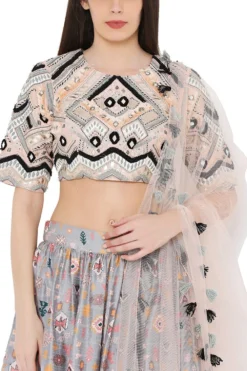 Payal Singhal Pastel Printed Lehenga Set With Embroidery Details -Cheap Wovencia Store ps lh0022 3