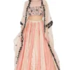 Payal Singhal Coral Embroidered Lehenga Set With A Net Cape