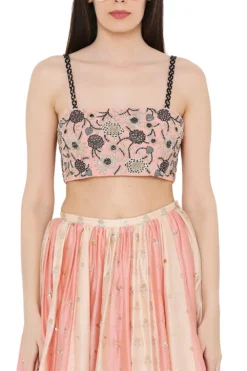 Payal Singhal Coral Embroidered Lehenga Set With A Net Cape -Cheap Wovencia Store ps lh0040 3