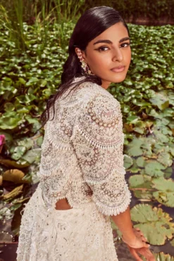 Ridhima Bhasin Ivory Embellished Jacket Set -Cheap Wovencia Store rb 1811rb24 5