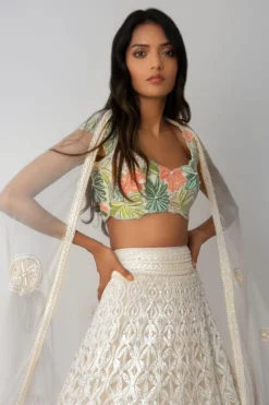 Ritika Mirchandani Ivory Hand Embroidered Lehenga Set -Cheap Wovencia Store rm 02 20 015 3