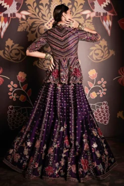 Ridhi Mehra Purple Embroidered Peplum & Lehenga Set -Cheap Wovencia Store rmct 14 3