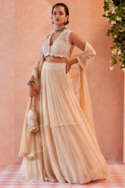 Ridhi Mehra Ivory Two Tier Lehenga Set