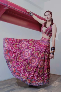 Siddhartha Bansal Magenta Embellished Lehenga