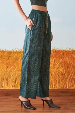 Ikai Teal Shibori Drawstring Pants -Cheap Wovencia Store sh pnt 2134bl 3