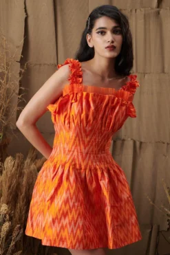 Shriya Som Silk Ikat Pleated Peplum Mini Dress -Cheap Wovencia Store shriyasomss214010