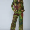 Saaksha & Kinni Green Abstract Avian Printed Pants