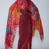 Saaksha & Kinni Pink Abstract Printed Cape Blouse