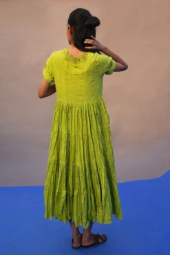 Lime Green Tiered Dress 7 Lime Green Tiered Dress -Cheap Wovencia Store sks2104l 4