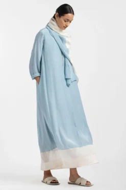 Three Powder Blue Turtle Neck Dress & Scarf
