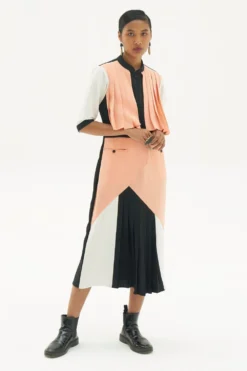 Corpora Studio Colour Blocked Pleated Dress