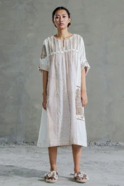 Sunira Designs Tan Brown Short Yoke Dress