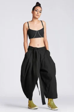 Chola Pleated Balloon Black Trousers