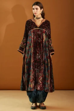 Sunira Designs Indigo Velvet Cowl Pants